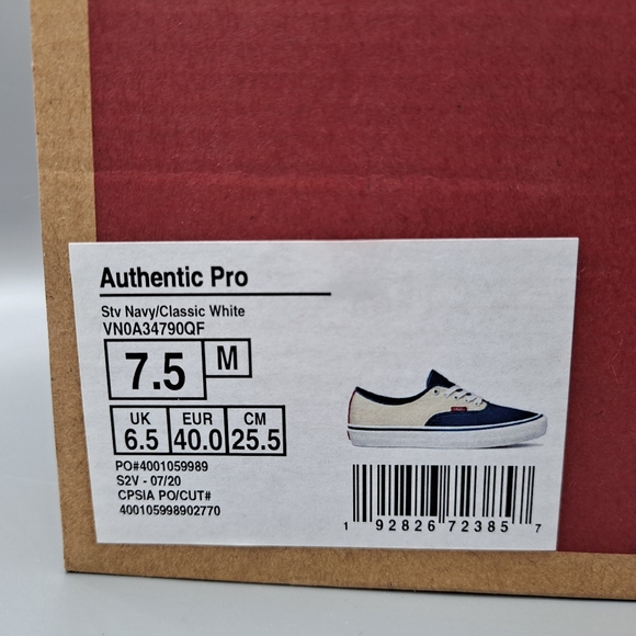 New Vans Authentic Pro Stv Navy Blue Classic White Red Men Size 7.5 = Women's 9 - Picture 11 of 11